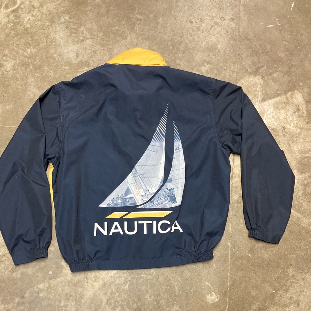 Nautica Blue and Yellow windbreaker jacket size large